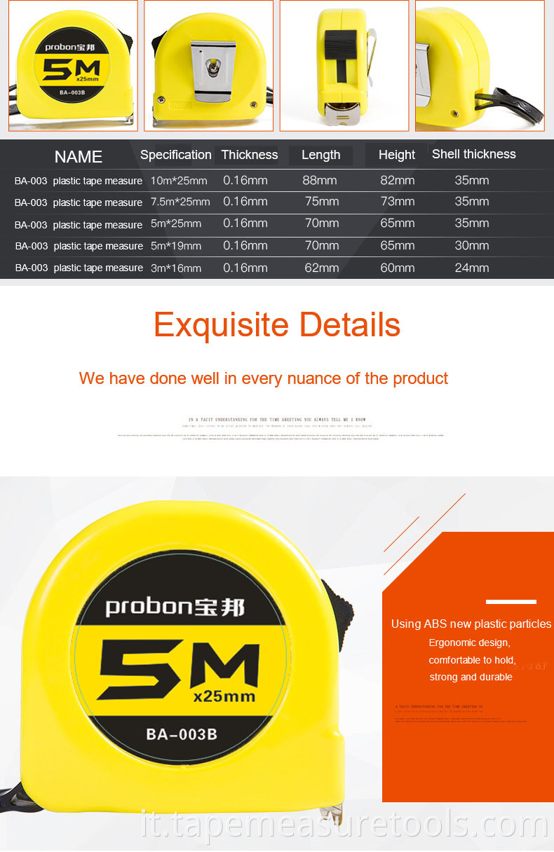 LOGO personalizzato all'ingrosso di fabbrica 2m 3m 5m 7.5m 10m metro a nastro in acciaio con serratura a mano